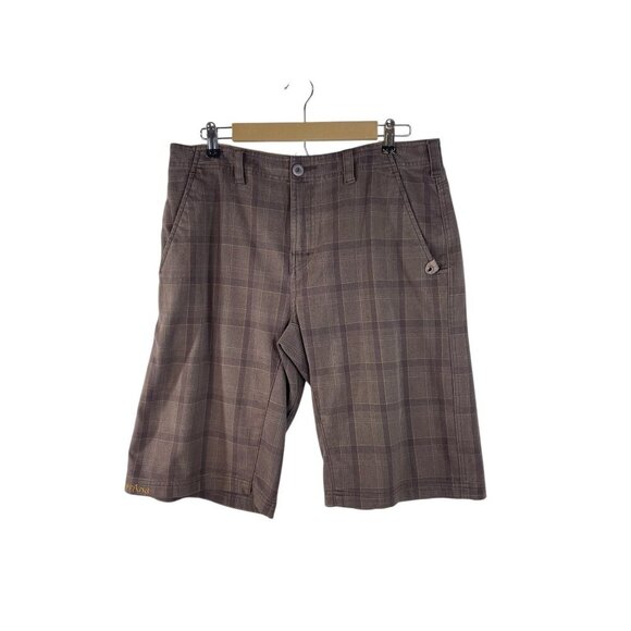 PrAna Mens Plaid Khaki Casual Shorts Size 34 - Picture 1 of 11